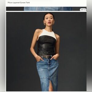 Pilcro Layered Faux Leather Tank
